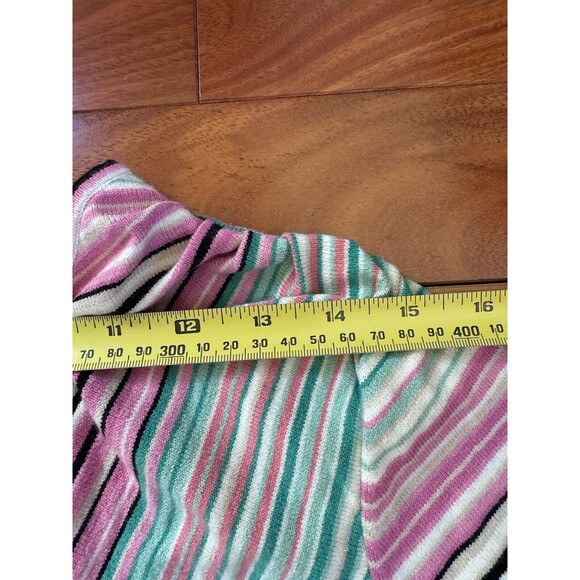 NWT Nine West Wrap Waist Sweater Rainbow Striped V Neck Size L Boho Soft - Picture 5 of 9